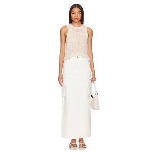 NWT Mother Snacks The Fun Dip Cargo Maxi Skirt, Natural Denim Cream | 30